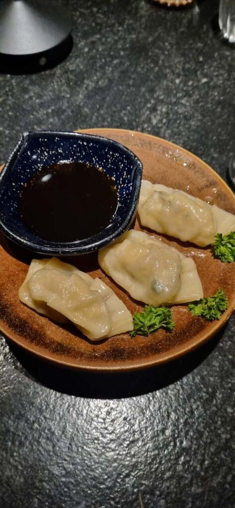 Gyoza de porco e legumes