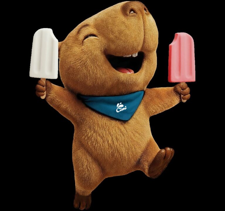 Gigio com os picolés de gengibirra e framboesa (imagem MKT Cini)